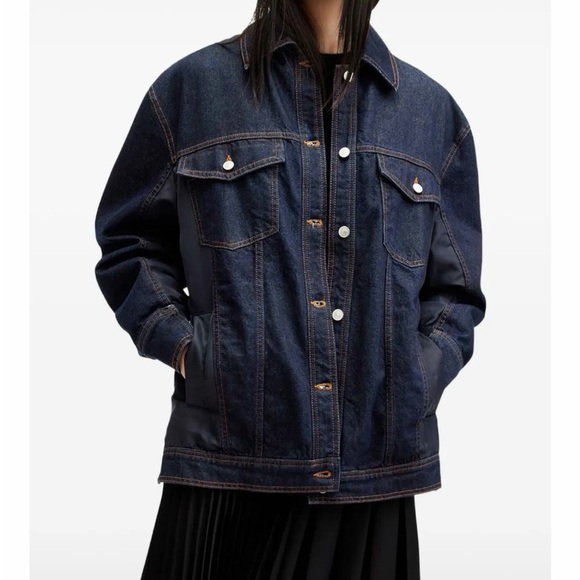 All Saints Dillan Oversized Denim Bomber Jacket - Picture 1 of 8